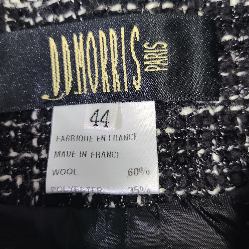 DDMorris Paris Black Tweed Women's Blazer/ Jacket‎ NWT Size 44/Small
